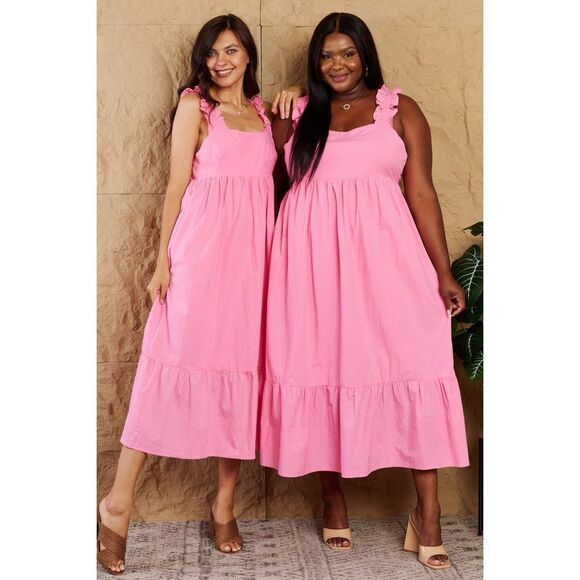 Heyson Mark My Words Full Size Ruffle Sleeve Flare Midi Dress - Picture 10 of 12